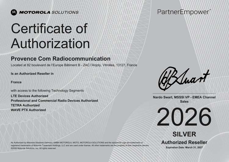 Provence Com, Silver Reseller Motorola Solutions